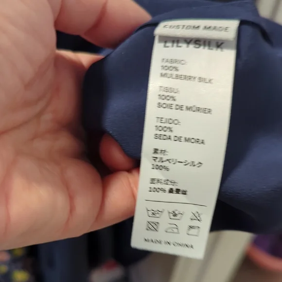 LilySilk Long Sleeve Navy Dress 100% Silk - Picture 8 of 8